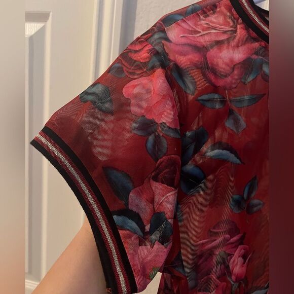 CoolCat Sheer Floral Mesh Top - Size XS - Picture 4 of 6